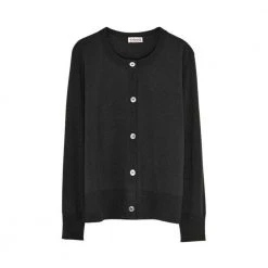 Tricot Extra-fine Wool Crop Cardigan Black