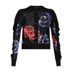 Salvatore Ferragamo Cardigan With Floral Motif Black