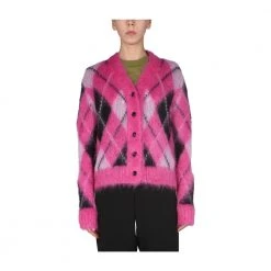 Marni Cardigan With Argyle Inlay Pink -dame-cardigans Butikk unnamed file 3568