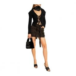 Blumarine Drawstring Cardigan Black