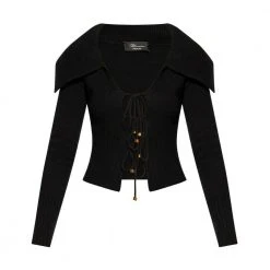 Blumarine Drawstring Cardigan Black -dame-cardigans Butikk unnamed file 3697