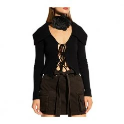 Blumarine Drawstring Cardigan Black -dame-cardigans Butikk unnamed file 3698