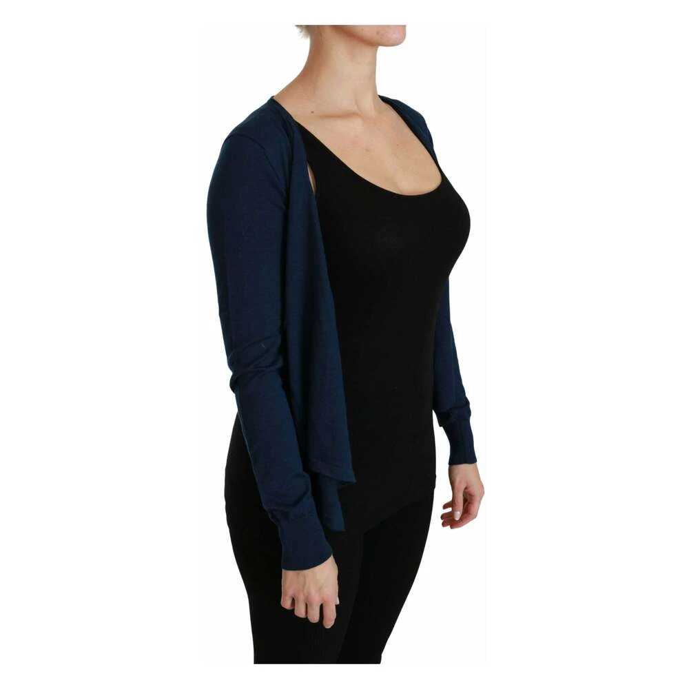 Dolce & Gabbana Blue Long Sleeve Cardigan Vest Cashmere Sweater Blue 3 Dolce & Gabbana Blue Long Sleeve Cardigan Vest Cashmere Sweater Blue
