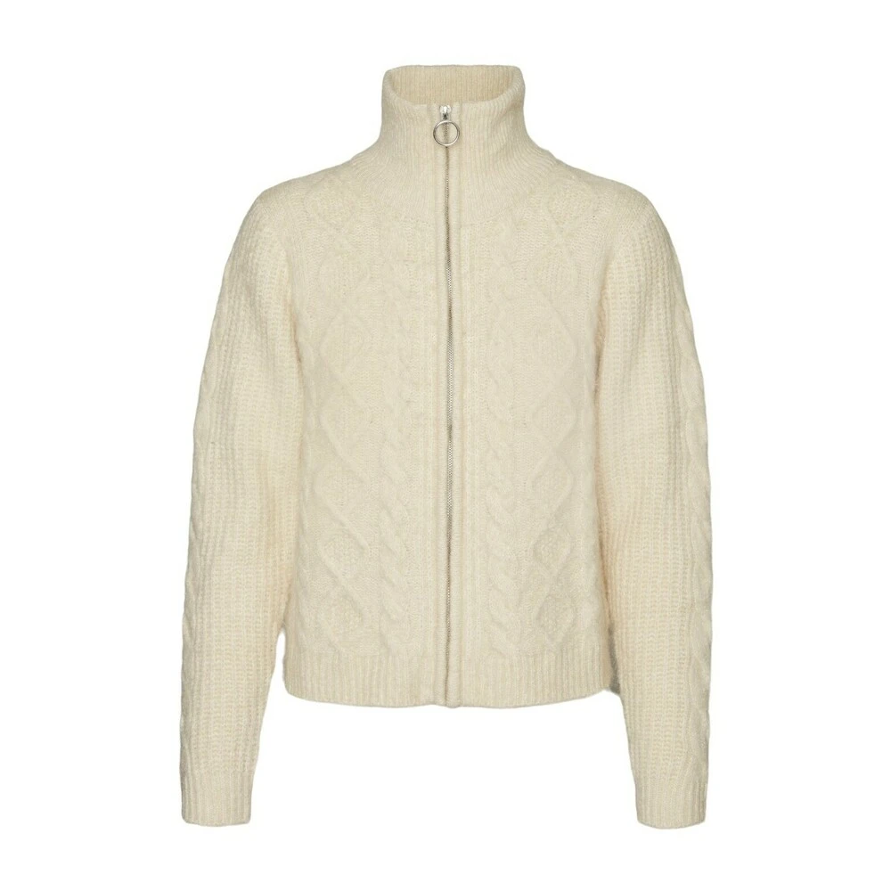 Hvit Vero Moda Vmalba Ls Zip Cardigan Genser White 5 Hvit Vero Moda Vmalba Ls Zip Cardigan Genser White - Bilde 3