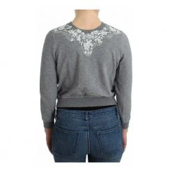 Ermanno Scervino Lingerie Lace Sweater Cardigan Top Gray -dame-cardigans Butikk unnamed file 3800