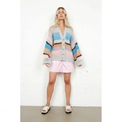 Second Female Striper Alfi Knit Cardigan Jakke Blue -dame-cardigans Butikk unnamed file 382