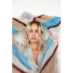 Second Female Striper Alfi Knit Cardigan Jakke Blue -dame-cardigans Butikk unnamed file 383