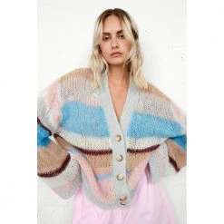 Second Female Striper Alfi Knit Cardigan Jakke Blue -dame-cardigans Butikk unnamed file 384