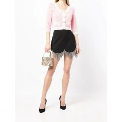 Alessandra Rich Cropped Cardigan Pink