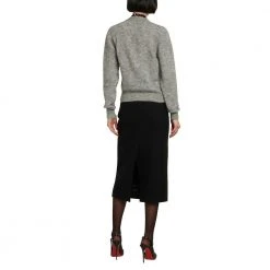 Alessandra Rich Cardigan With Crystal Buttons Gray