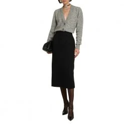 Alessandra Rich Cardigan With Crystal Buttons Gray -dame-cardigans Butikk unnamed file 3964