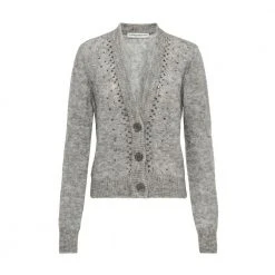 Alessandra Rich Cardigan With Crystal Buttons Gray -dame-cardigans Butikk unnamed file 3966