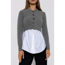 T By Alexander Wang Reversible Cardigan Gray
