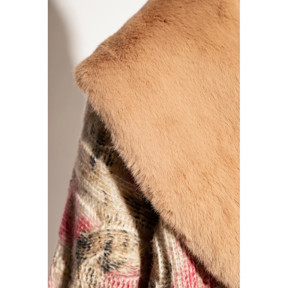 Blumarine Cardigan With Fur Collar Beige 4 Blumarine Cardigan With Fur Collar Beige - Bilde 2