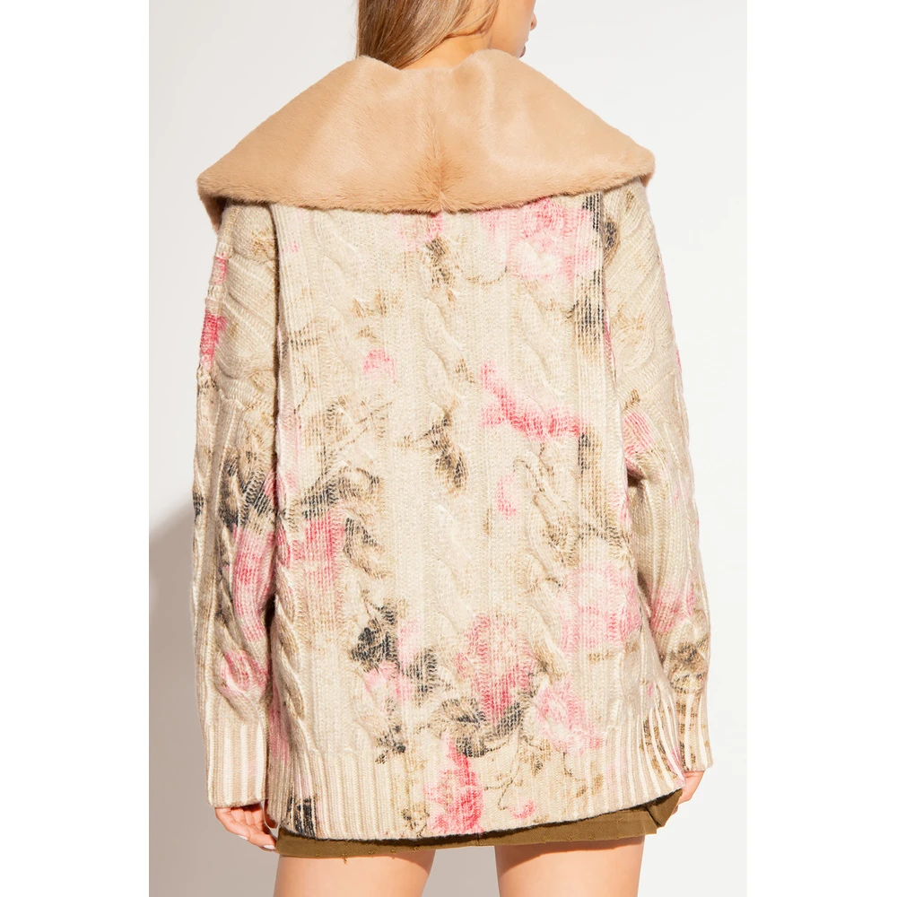 Blumarine Cardigan With Fur Collar Beige 5 Blumarine Cardigan With Fur Collar Beige - Bilde 3
