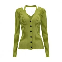 Proenza Schouler Ribbed Cardigan Green -dame-cardigans Butikk unnamed file 4040