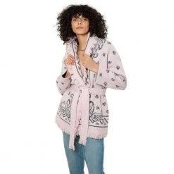 Hale Bob Jacqueline Jacquard Wrap Sweater Pink