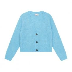 Ganni Soft Wool Knit Overdeler Blue