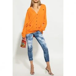 Dsquared2 Oversize Wool Cardigan Orange