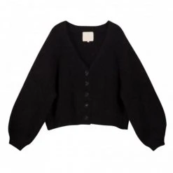 BY TIMO Hairy Knit Cardigan Black
