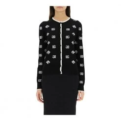 Dolce & Gabbana Dolce ; Gabbana All-over Logo Jacquard Cardigan Black -dame-cardigans Butikk unnamed file 4527