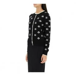 Dolce & Gabbana Dolce ; Gabbana All-over Logo Jacquard Cardigan Black -dame-cardigans Butikk unnamed file 4528