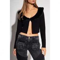 Blumarine Cardigan With Detachable Collar Black -dame-cardigans Butikk unnamed file 4554