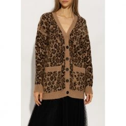 RED Valentino Cardigan With Animal Motif Brown