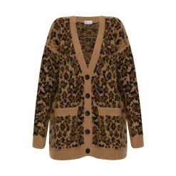 RED Valentino Cardigan With Animal Motif Brown -dame-cardigans Butikk unnamed file 4580