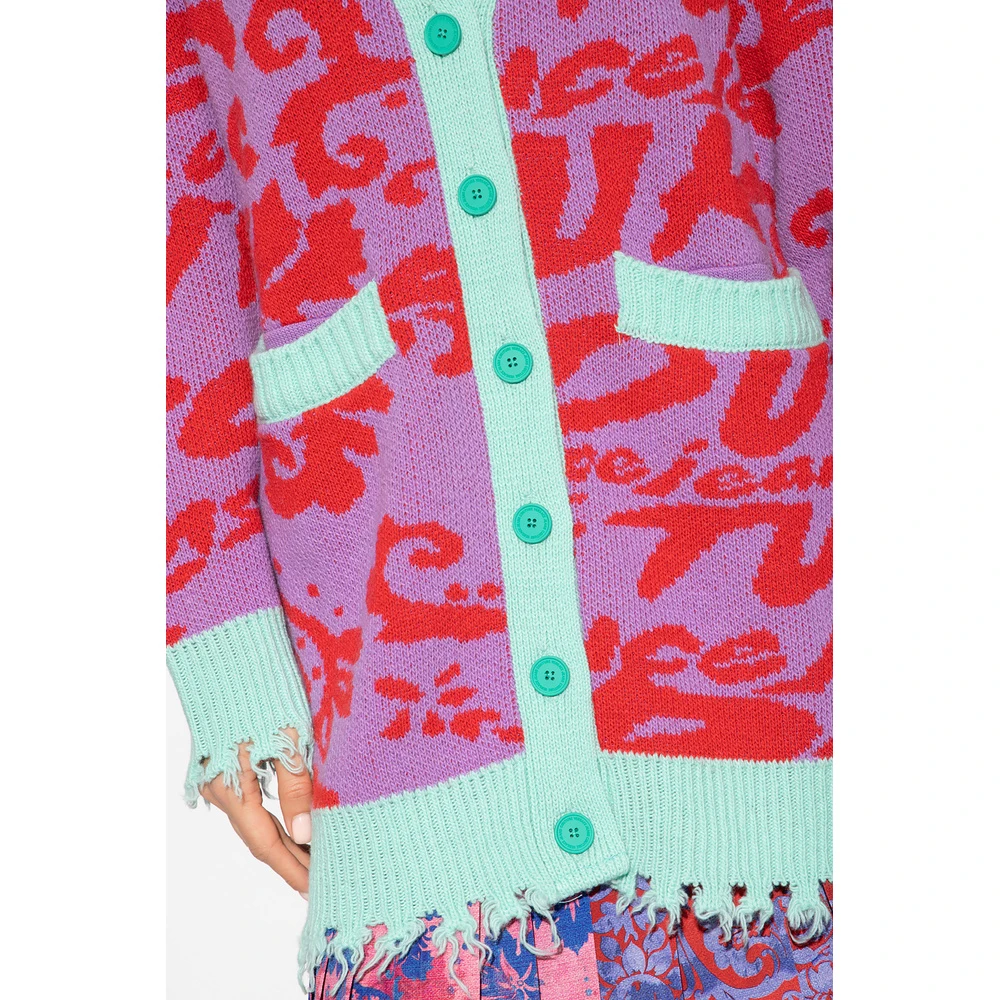 Versace Jeans Couture Patterned Cardigan Purple 4 Versace Jeans Couture Patterned Cardigan Purple - Bilde 2