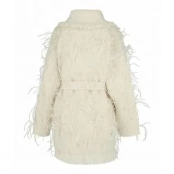 Alanui Embroidered Feather Cardigan White