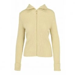 Bottega Veneta Zip Front Mock Neck Sweater Yellow -dame-cardigans Butikk unnamed file 4778