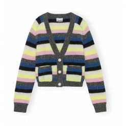 Nautical Blue Ganni Cardigan Stripe Cardigan Blue