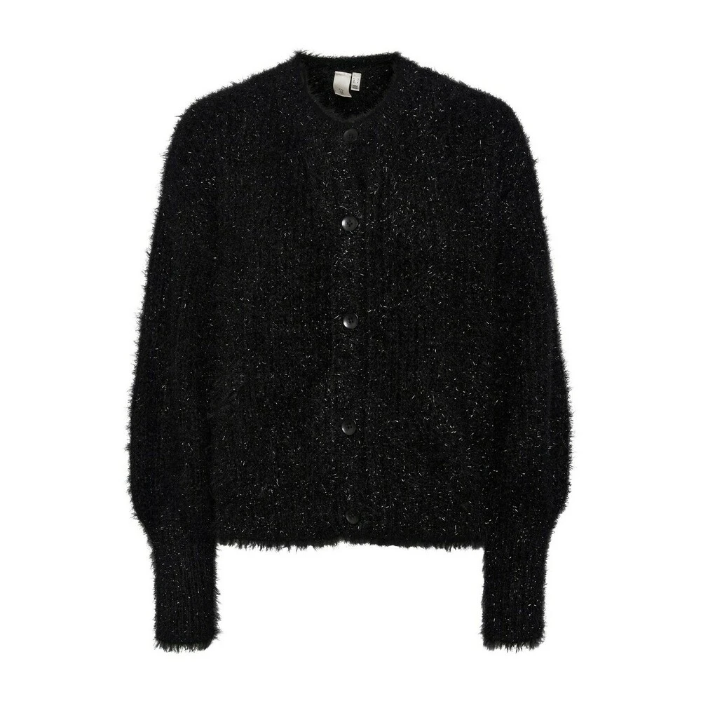 Sort Y.A.S Yasglimma Strikket Cardigan Med Knepping Og Glitter - Sort Cardigan Black 3 Sort Y.A.S Yasglimma Strikket Cardigan Med Knepping Og Glitter - Sort Cardigan Black