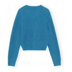 Ganni V- Neck Cardigan Blue