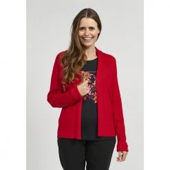 Rød Signature Cardigan Med Krage Fra Signature - Rød Cardigan Red -dame-cardigans Butikk unnamed file 530