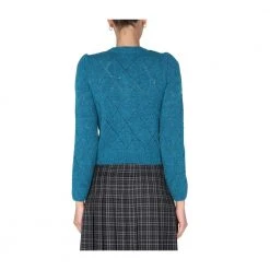 Moschino Floral Argyle Cardigan Blue -dame-cardigans Butikk unnamed file 547