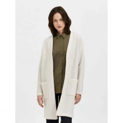 Selected Femme Darla Ls Knit Cardigan Beige