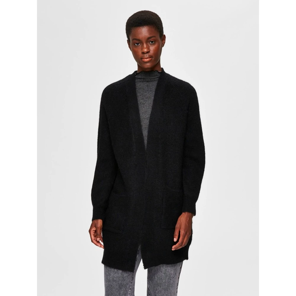 Selected Femme Slflulu Ls Knit Long Cardigan Black 3 Selected Femme Slflulu Ls Knit Long Cardigan Black