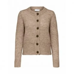 Selected Femme Sia Ls Knit Cardigan Brown