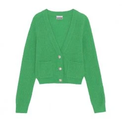 Ganni Knit Cardigan Green -dame-cardigans Butikk unnamed file 77