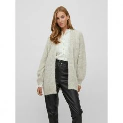 Grå Vila Vibanu L/S Open Knit Cardigan Cardigan Gray -dame-cardigans Butikk unnamed file 800