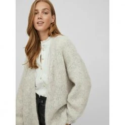 Grå Vila Vibanu L/S Open Knit Cardigan Cardigan Gray -dame-cardigans Butikk unnamed file 801