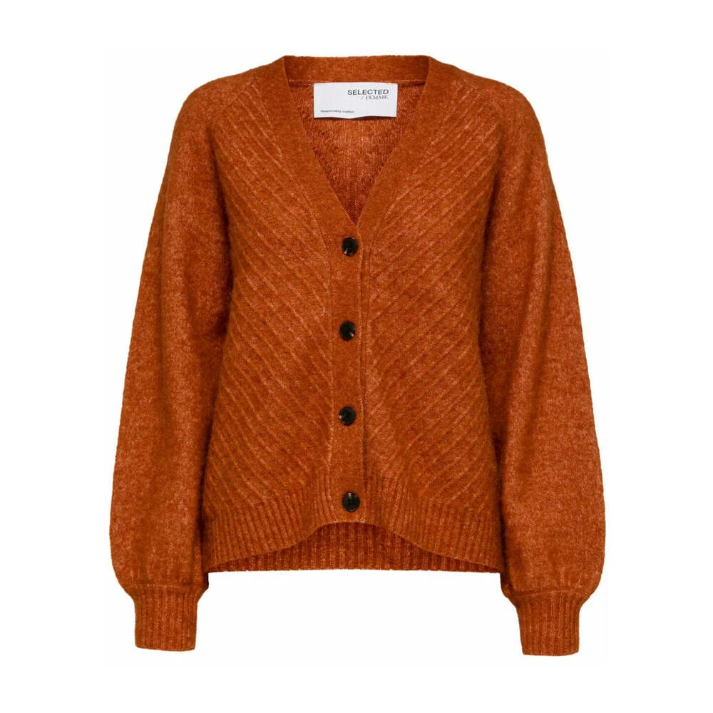 Selected Femme Sif Sisse Ls Knit Cardigan - Cinnamon Stick Orange 3 Selected Femme Sif Sisse Ls Knit Cardigan - Cinnamon Stick Orange